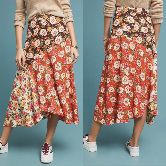 FARM Rio Dresses & Skirts - Farm Rio Patchwork Floral Midi Skirt Size Small